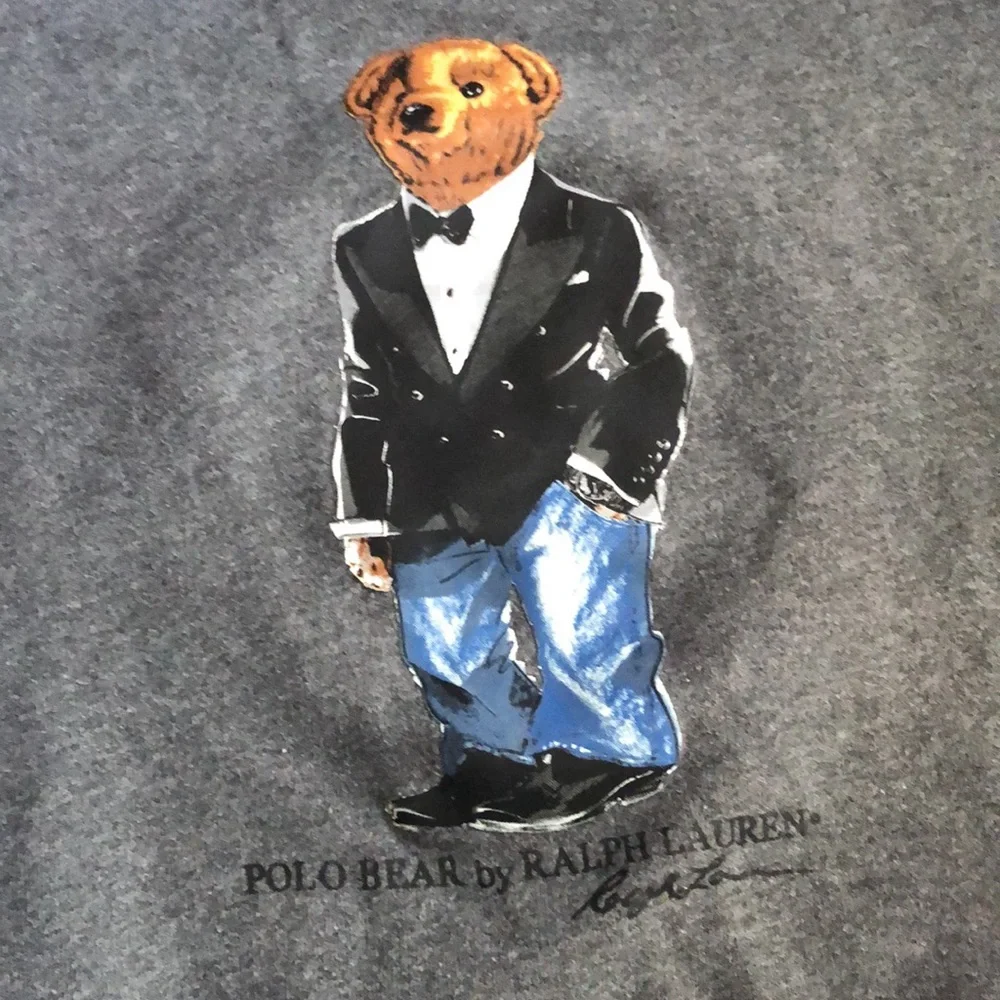 Ralph Lauren Polo Bear by RALPH LAUREN Gray Hoodie Tuxedo Bear Polo Bear